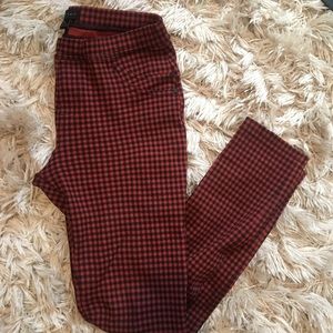 Red and Black Checkered Skinny Pants